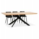 Tavolo da pranzo in legno e metallo nero (200x100 cm) CATHALINA (finitura naturale)
