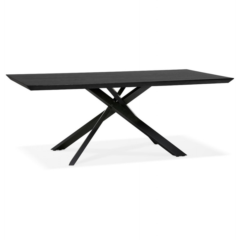 Mesa de comedor de diseño de madera y metal negro (200x100 cm) CATHALINA (negro) - image 48943