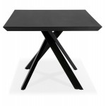 Mesa de comedor de diseño de madera y metal negro (200x100 cm) CATHALINA (negro)
