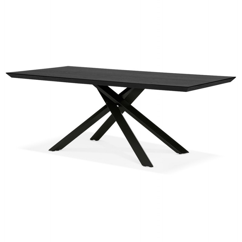 Mesa de comedor de diseño de madera y metal negro (200x100 cm) CATHALINA (negro) - image 48946