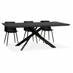 Wooden and black metal design dining table (200x100 cm) CATHALINA (black)