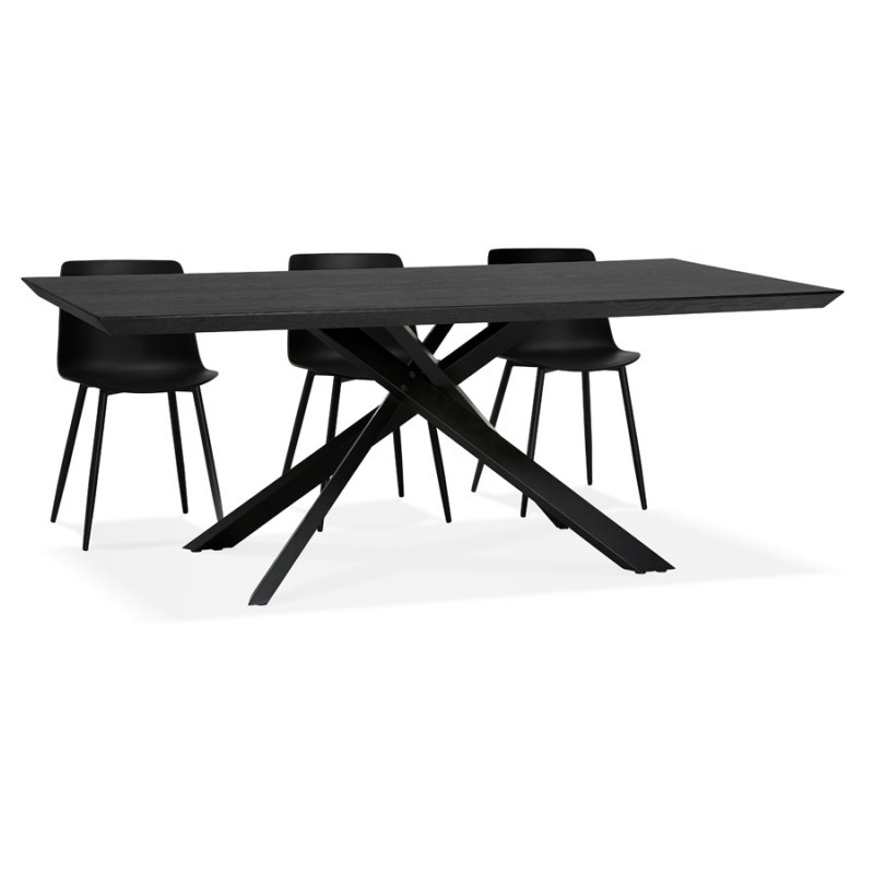 Wooden and black metal design dining table (200x100 cm) CATHALINA (black) - image 48952