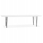 Table à manger extensible en bois et pieds métal noir (170/270cmx100cm) JUANA (blanc mat)