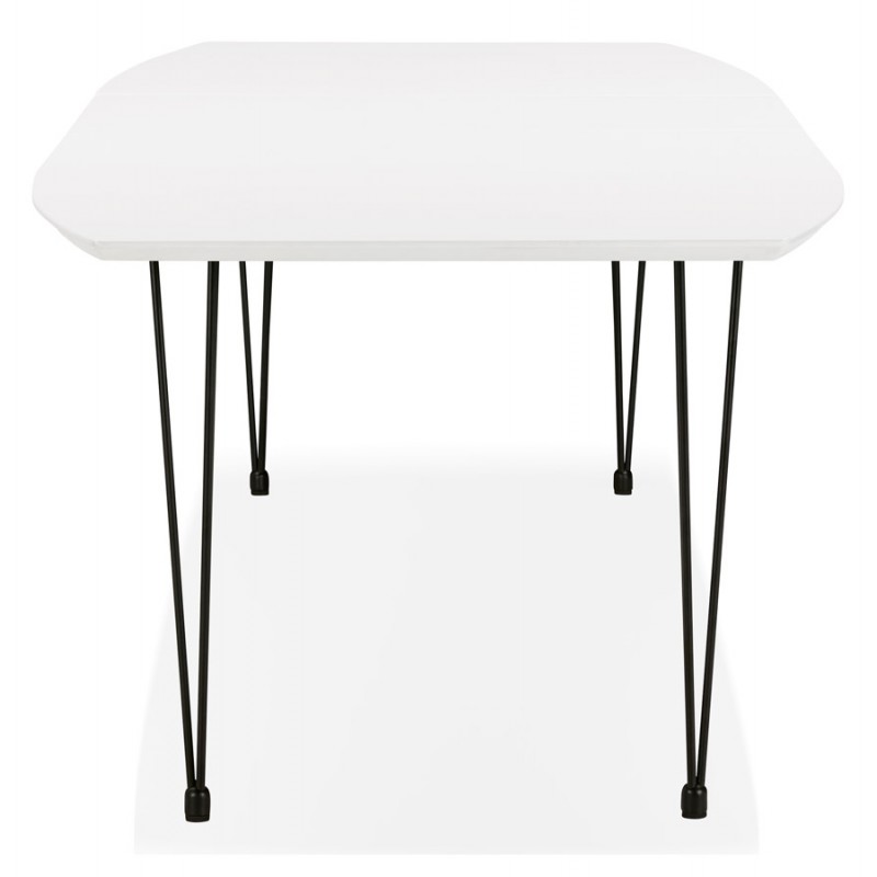 Tavolo da pranzo in legno estensibile e piedi neri in metallo (170/270cmx100cm) JUANA (bianco opaco) - image 48977