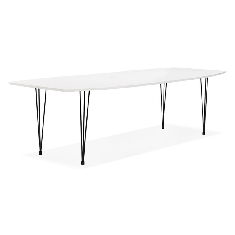 Tavolo da pranzo in legno estensibile e piedi neri in metallo (170/270cmx100cm) JUANA (bianco opaco) - image 48978