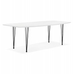 Tavolo da pranzo in legno estensibile e piedi neri in metallo (170/270cmx100cm) JUANA (bianco opaco)