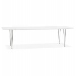 Table à manger extensible en bois et pieds chromés (170/270cmx100cm) JUANA (blanc mat)