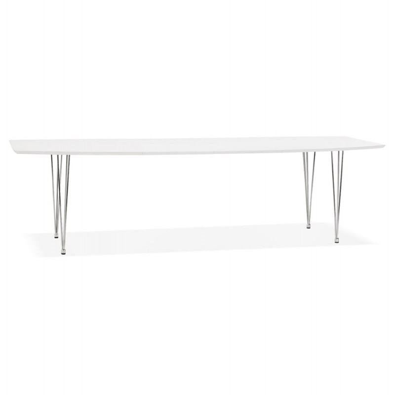 Tavolo da pranzo in legno estensibile e piedi cromati (170/270cmx100cm) JUANA (bianco opaco) - image 48988