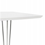 Mesa de comedor de madera extensible y pies cromados (170/270cmx100cm) JUANA (blanco mate)