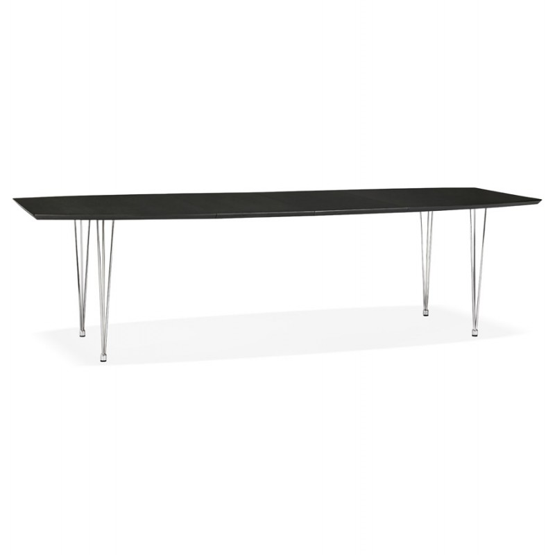 Table à manger extensible en bois et pieds chromé (170/270cmx100cm) RINBO (noir) - image 49007