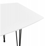 Mesa de comedor de madera extensible y pies negros (170/270cmx100cm) LOANA (laqué blanco)