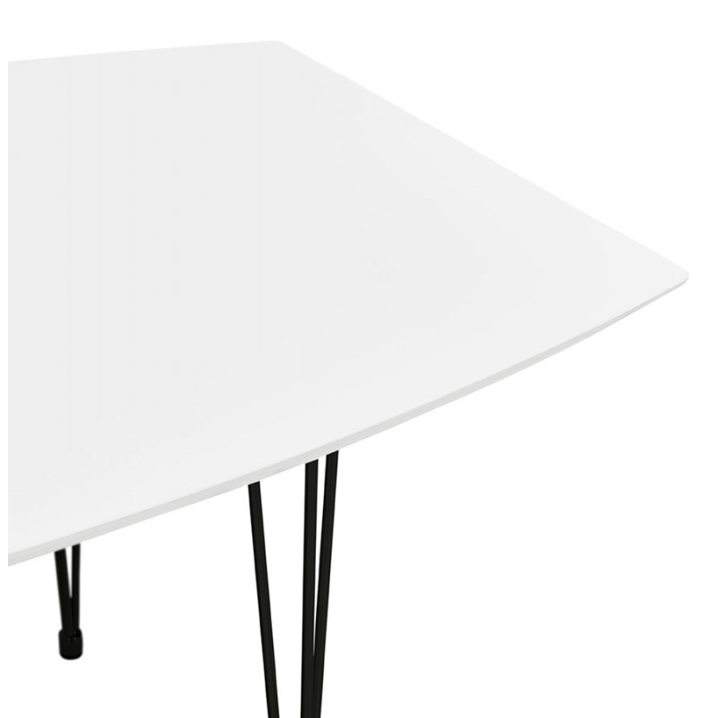 Extendable wooden dining table and black feet (170/270cmx100cm) LOANA (white laqué) - image 49012