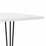 Table à manger extensible en bois et pieds noirs (170/270cmx100cm) LOANA (blanc laqué)