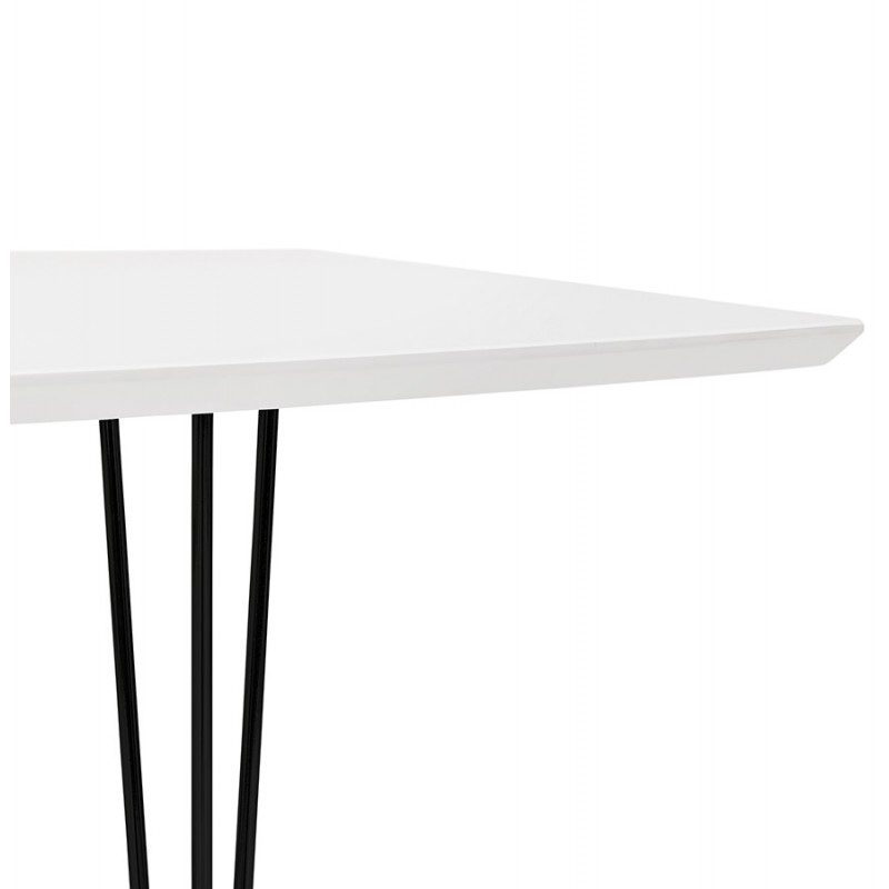 Extendable wooden dining table and black feet (170/270cmx100cm) LOANA (white laqué) - image 49014