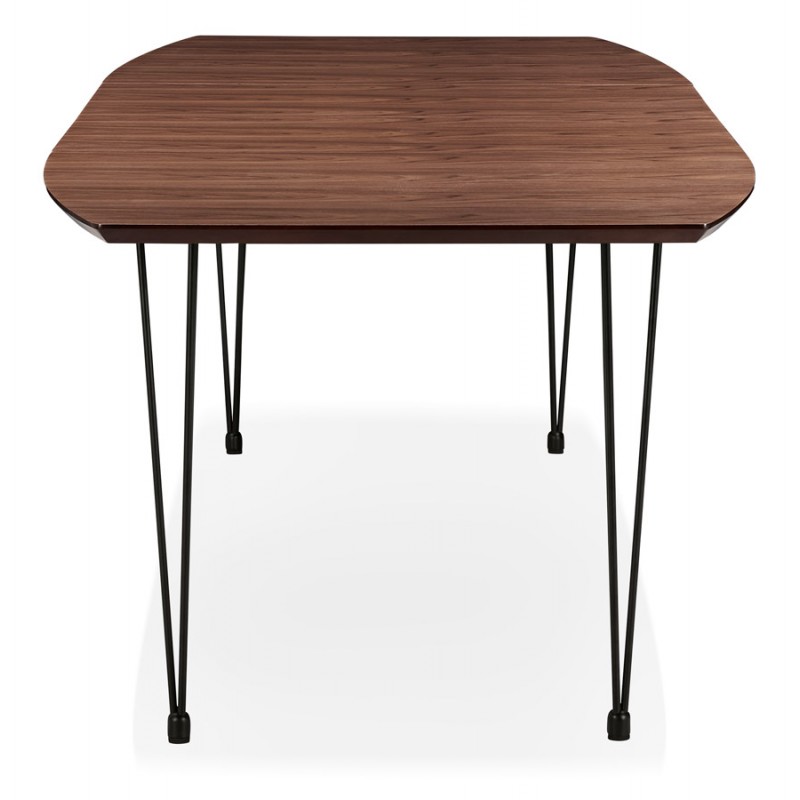 Mesa de comedor de madera extensible y pies negros (170/270cmx100cm) LOANA (ahogamiento) - image 49028