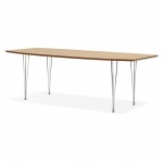 Tavolo da pranzo in legno estensibile e piedi cromati (170/270cmx100cm) RINBO (finitura naturale)