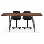 Extendable wooden dining table and black feet (170/270cmx100cm) LOANA (drowning)