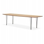 Extendable wooden dining table and black feet (170/270cmx100cm) LOANA (natural finish)