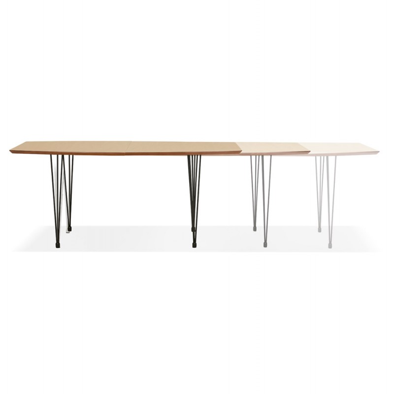 Table à manger extensible en bois et pieds noirs (170/270cmx100cm) LOANA (finition naturelle) - image 49064
