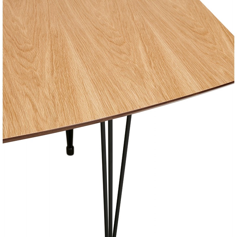 Mesa de comedor de madera extensible y pies negros (170/270cmx100cm) LOANA (acabado natural) - image 49067
