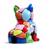 Statue sculpture décorative design CHAT ASSIS en résine H45 (multicolore)