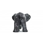 Statue Elefant Design dekorative Skulptur im Harz (schwarz, Silber)