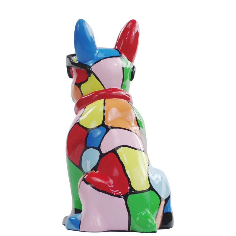 Resin statue sculpture decorative design dog A SUNGLASSES stand H36 (multicolor) - image 49161
