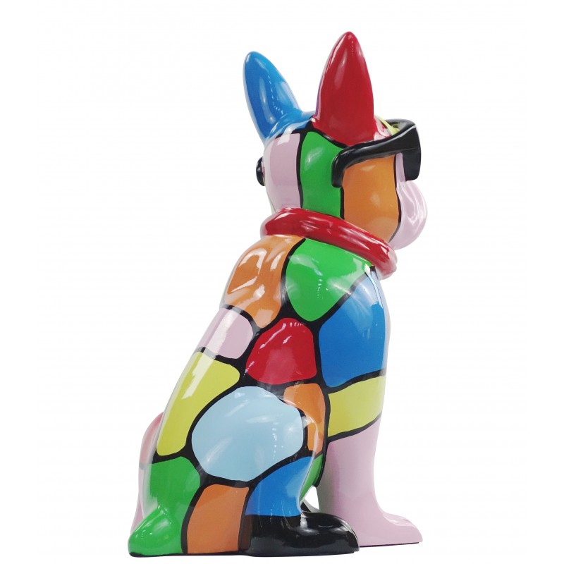 Statue sculpture décorative design CHIEN A LUNETTES DEBOUT en résine H36 (multicolore) - image 49162