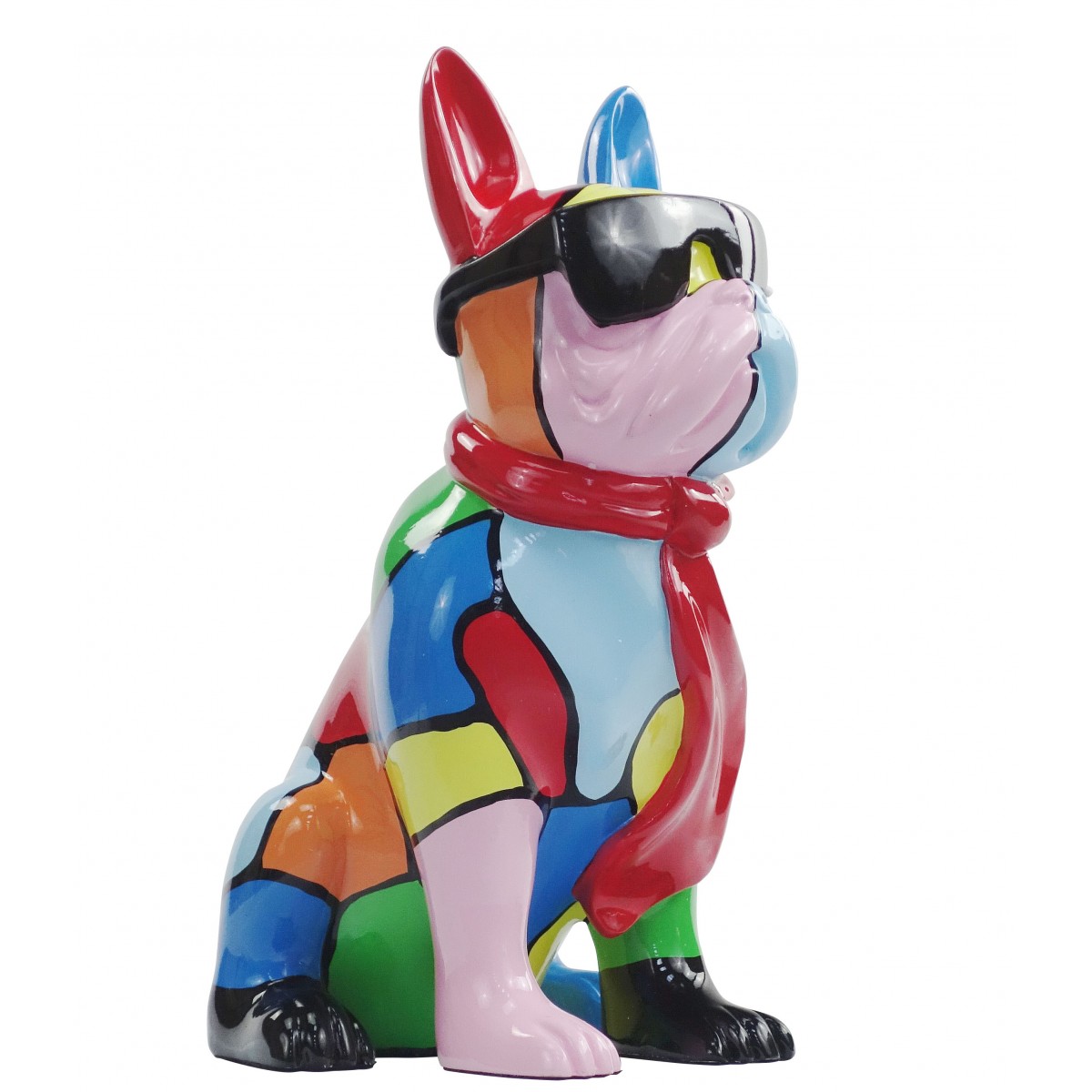 Resin Statue Skulptur Deko Design Hund stand H36 (multicolor)