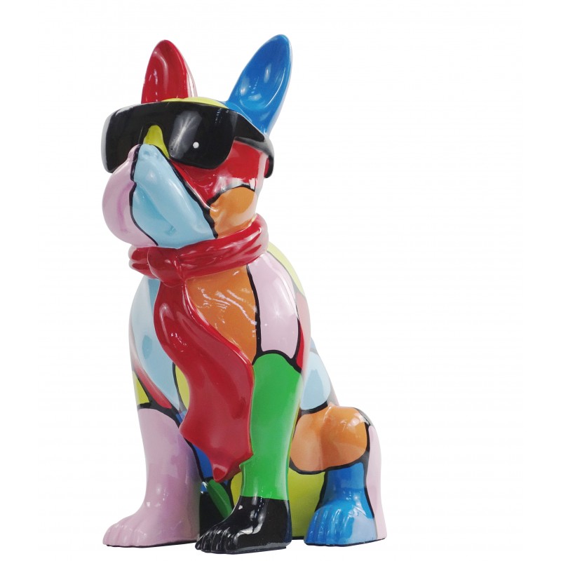 Resin statue sculpture decorative design dog A SUNGLASSES stand H36 (multicolor) - image 49164