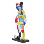 Frosch-Schachbrett Design dekorative Skulptur Statue im Harz H150 (multicolor)