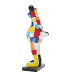 Frosch-Schachbrett Design dekorative Skulptur Statue im Harz H150 (multicolor)