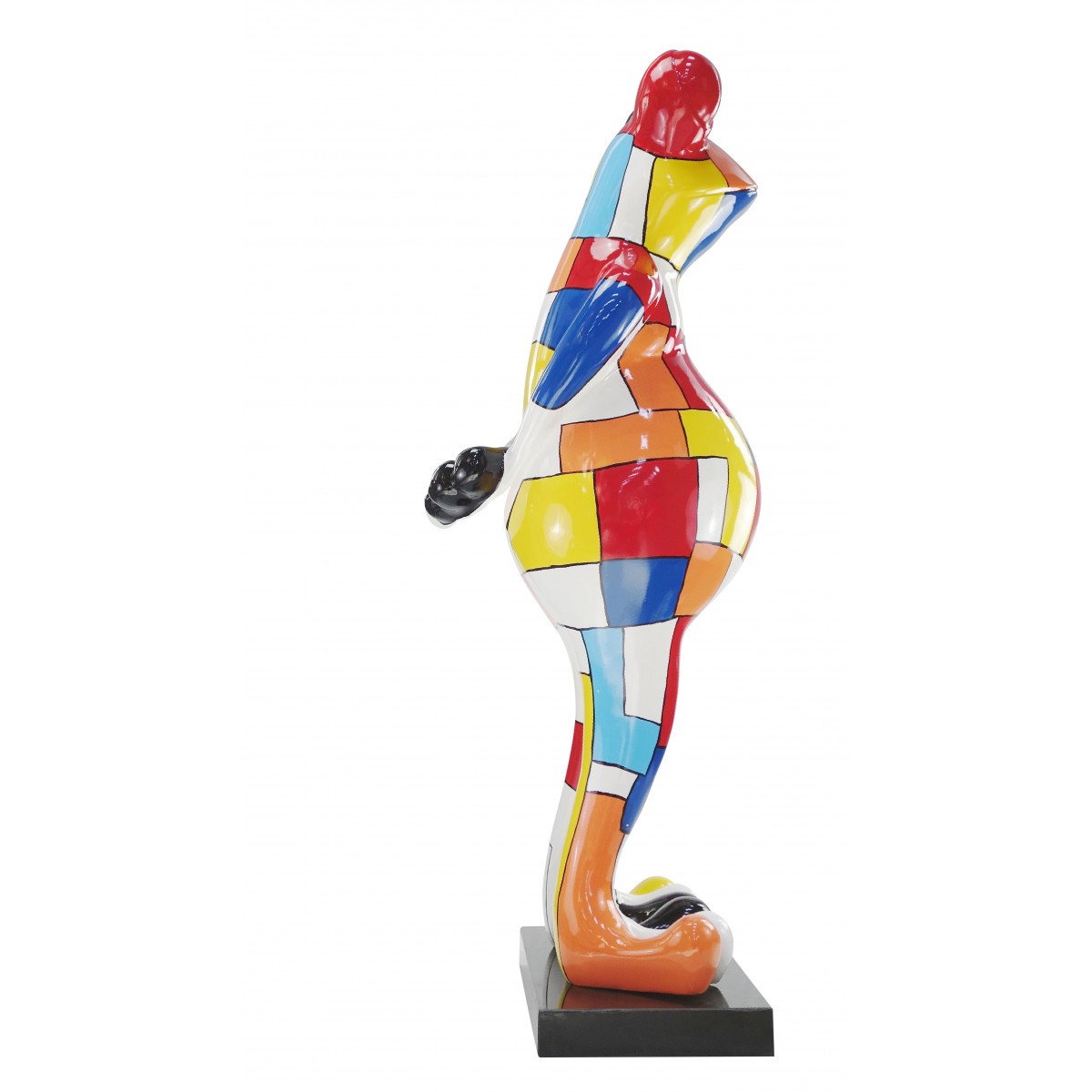 Frog CHECKERBOARD design decorative sculpture statue in resin H150 ( multicolor)