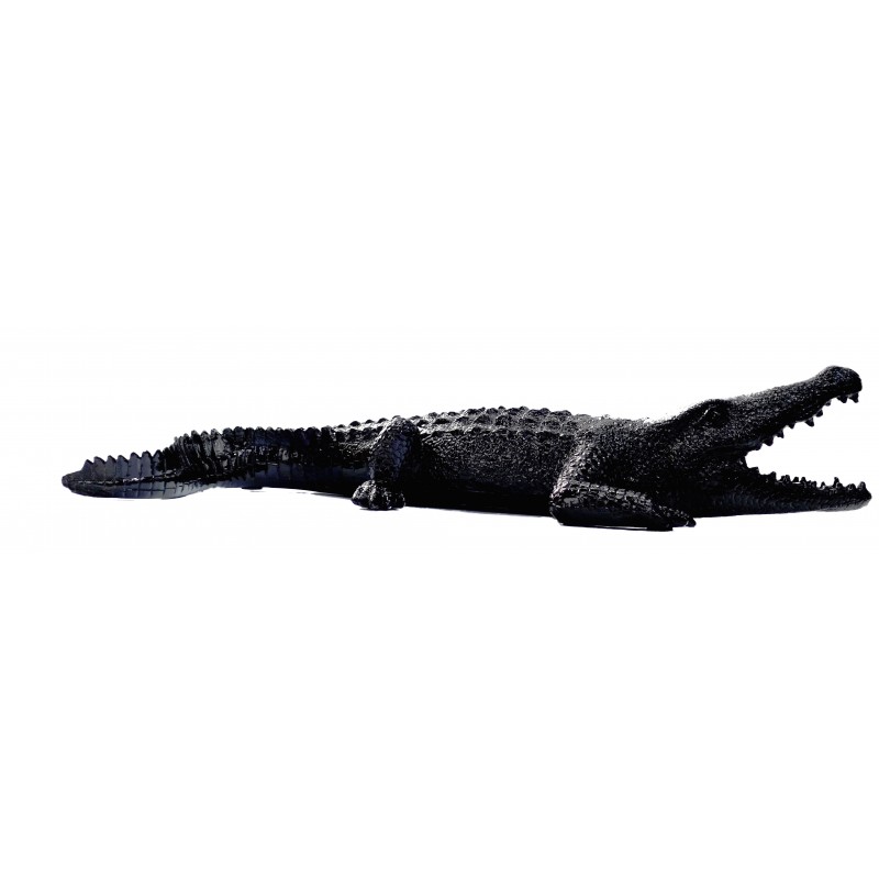 Statua di design scultura decorativa coccodrillo in resina (nero) - image 49206