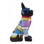 Statuette design decorative sculpture dog sitting H100 in resin (multicolor)