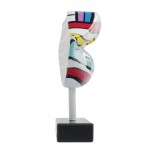 Statue sculpture décorative design BOUCHE en résine H39 cm (multicolore)