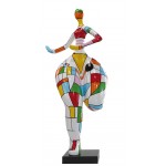Statue woman Harlequin design decorative sculpture in resin H140 (multicolor)