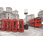 Tableau sur verre LONDRES (100 x 150 cm) (Rouge, gris)