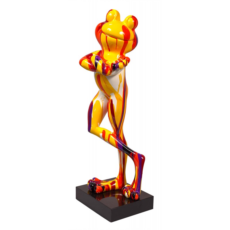 Statua disegno scultura decorativa GRENOUILLE DEBOUT TRASH in resina H77 cm (Multicolore) - image 49277