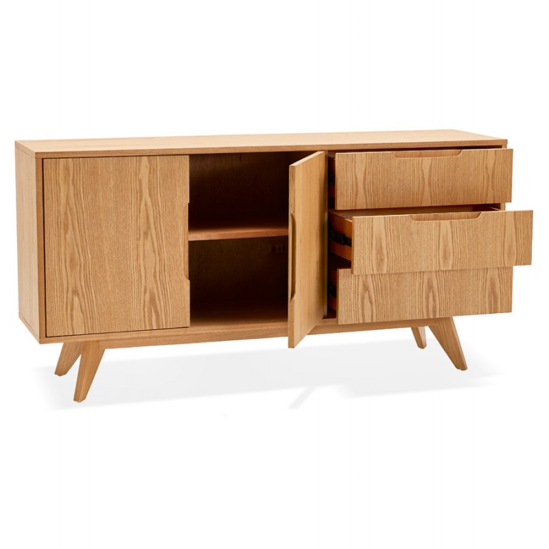 Buffet enfilade design 2 doors 3 wooden drawers MELINA (natural) - image 49393