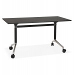 SAYA black-footed wooden wheely table (140x70 cm) (black)
