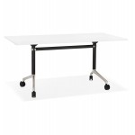 SAYA black-footed wooden wheely table (160x80 cm) (white)