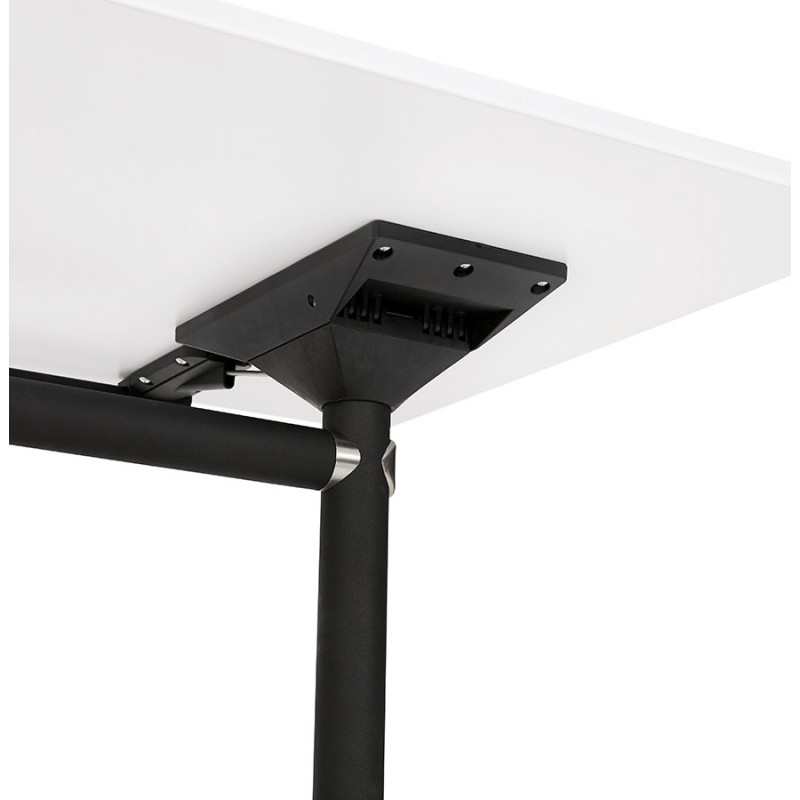 Table pliante sur roulettes en bois pieds noirs SAYA (160x80 cm) (blanc) - image 49574
