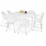 Bureau BENCH table de réunion moderne en bois pieds blanc RICARDO (160x160 cm) (blanc)