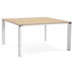 Büro BENCH Tisch moderne Holz-Tisch weiße Füße (140x140 cm) (natürlich)