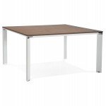 Büro BENCH Tisch moderne Tagungstisch aus holzweißen Füssen RICARDO (140x140 cm) (Nussbaum)