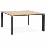 Büro BENCH Tisch moderne Tagungstisch aus Holz schwarze Füße RICARDO (140x140 cm) (natur)