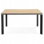 Büro BENCH Tisch moderne Tagungstisch aus Holz schwarze Füße RICARDO (140x140 cm) (natur)