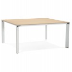 Büro BENCH Tisch moderne Holz-Tisch weiße Füße RICARDO (160x160 cm) (natürlich)
