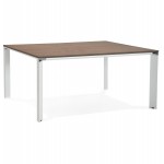 Büro BENCH Tisch moderne Holz-Tisch weiße Füße RICARDO (160x160 cm) (Nussbaum)